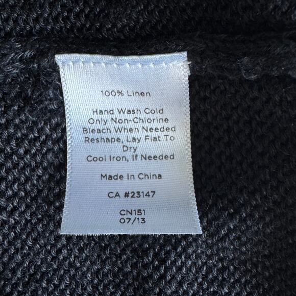 TALBOTS Sweater Womens M Black Open Front Cardigan 100% Linen Natural Fiber - Picture 9 of 10